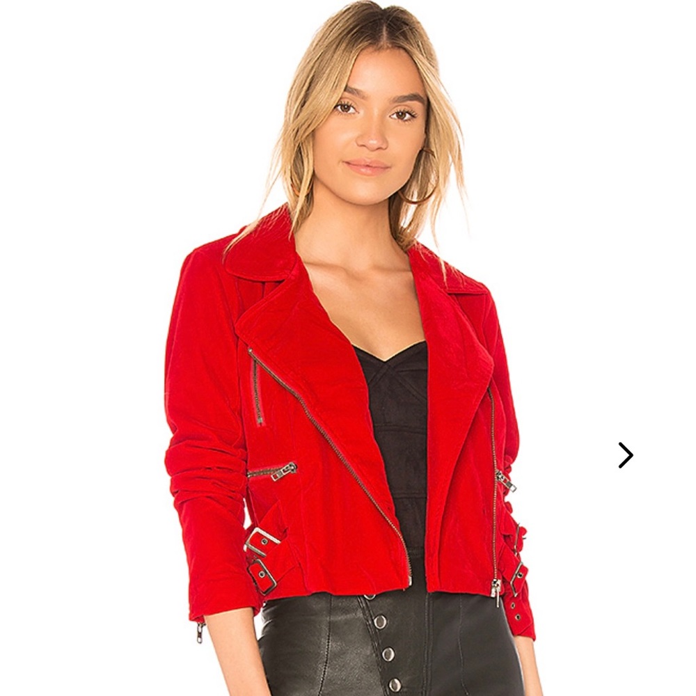 Lovers + friends red motto jacket